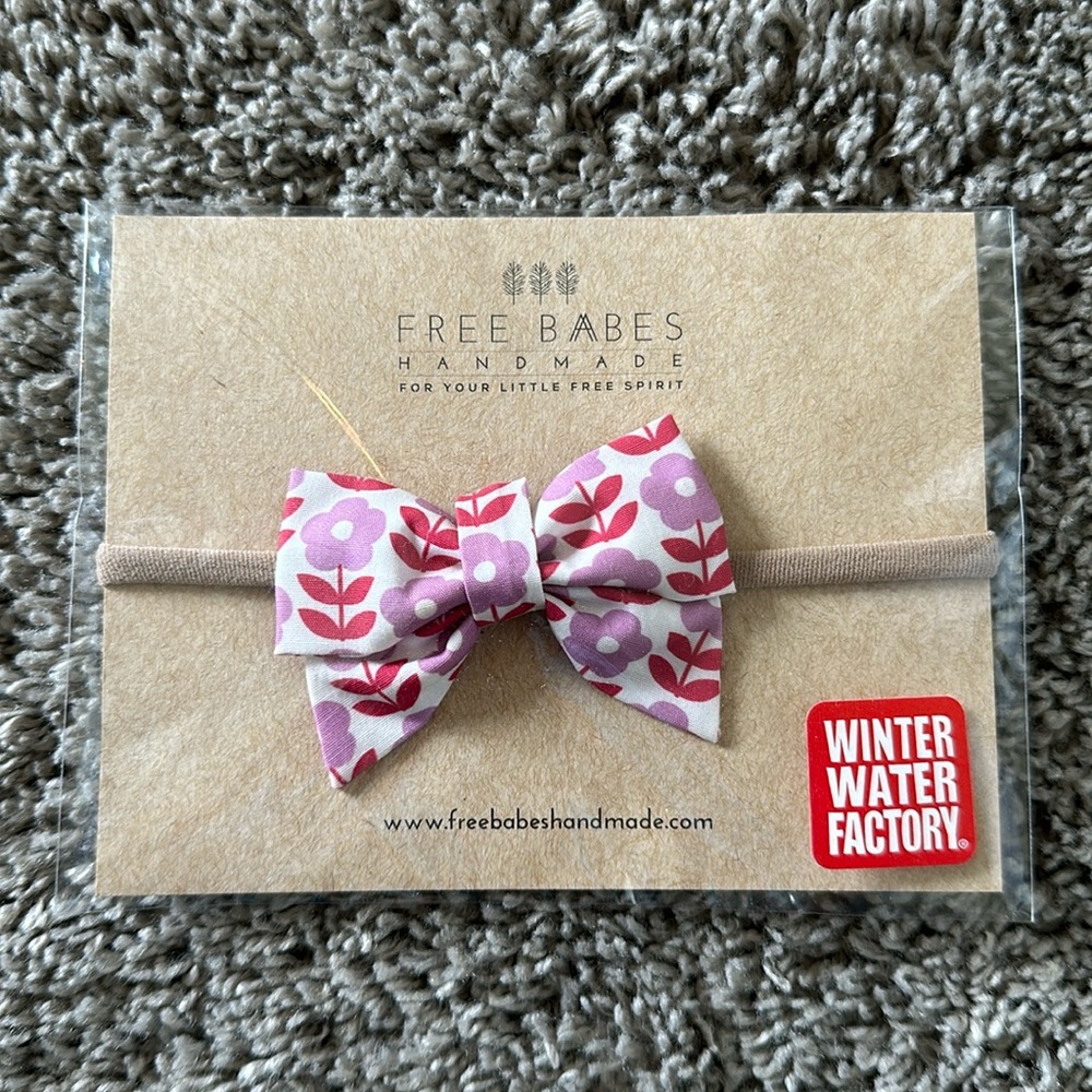 Wunderkin/Free Babes Handmade x Winter Water Factory floral baby bow headband